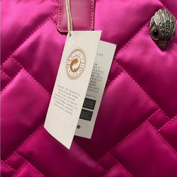 Kurt Geiger Quilted Recycled Top Zip Expandable Shopper Fushia Pink Tote Bag - Picture 10 of 11